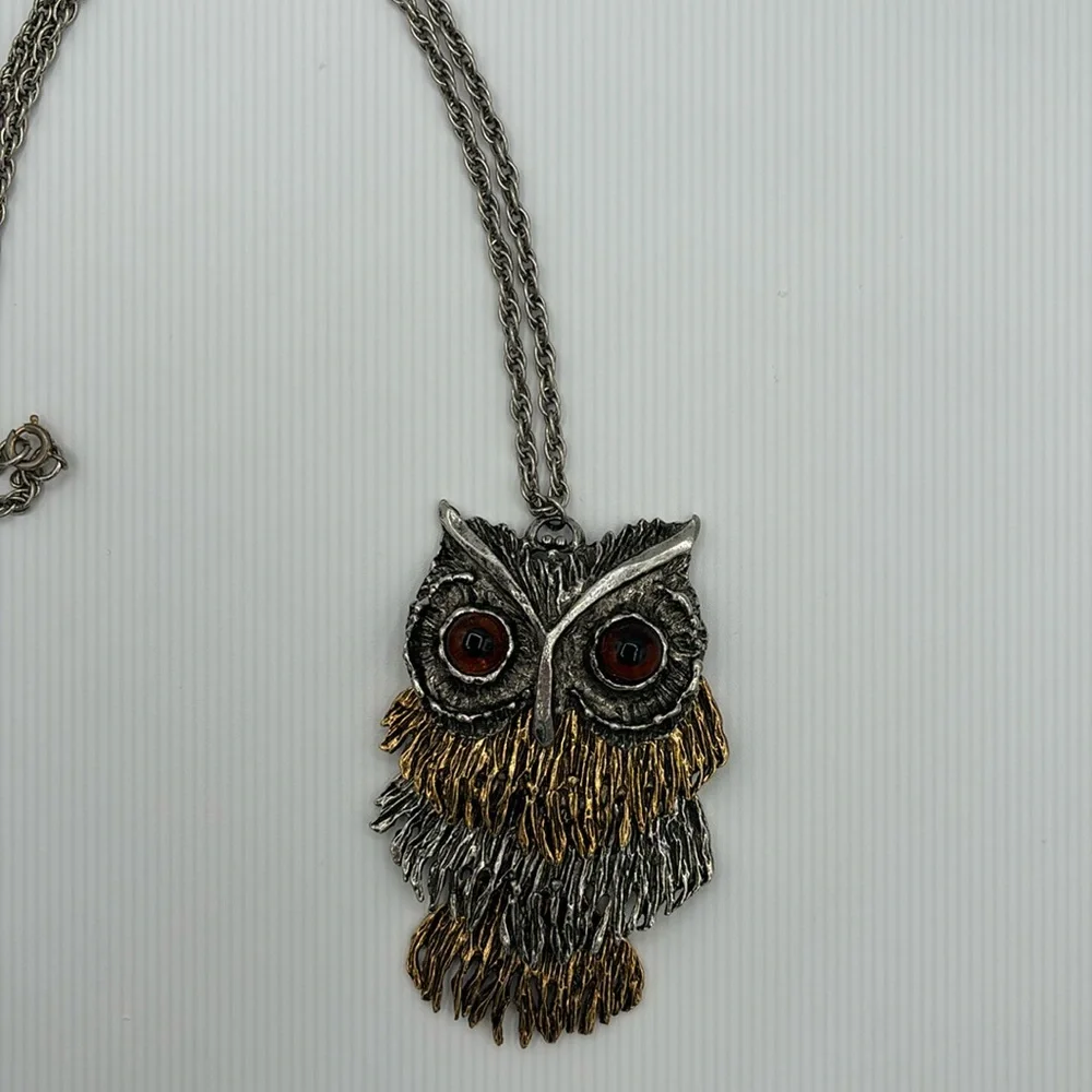 Vintage OWL Necklace! BOHO style Gold/Silver Statement Piece!